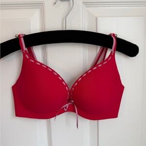Victoria's Secret 34C Seamless Dream Angels Secret Embrace Push-Up Bra Red Pink